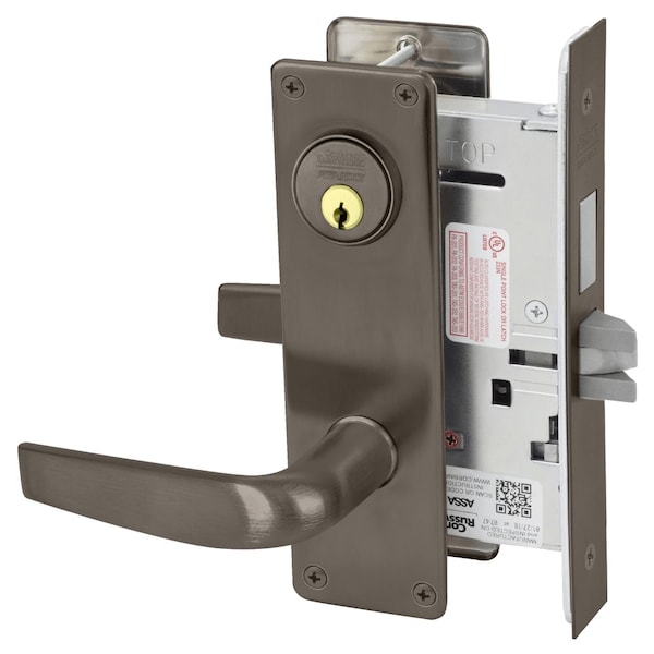 Dormitory or Entrance Mortise Lock, CS Lever, N Escutcheon, Oil Rubbed Bronze